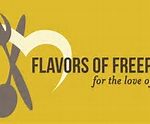 Logo with a fork and spoon crossing a heart, "Flavors of Freeport"—discover the best places to stay in Freeport.
