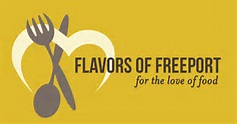 Logo with a fork and spoon crossing a heart, "Flavors of Freeport"—discover the best places to stay in Freeport.